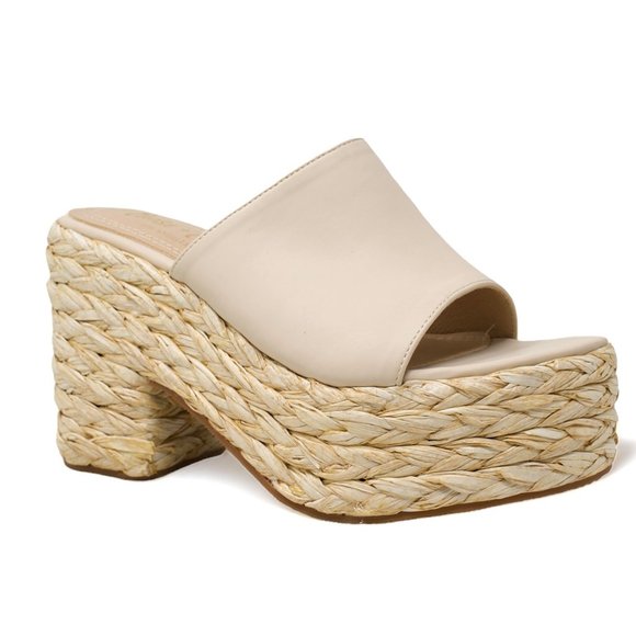 Slip On High Heel Slides Espadrille Flatform Sandals Mules for Women - Picture 2 of 4